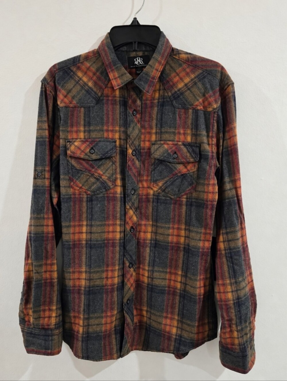 Rock & Republic Plaid Flannel Shirt Small Western Button Front NWT